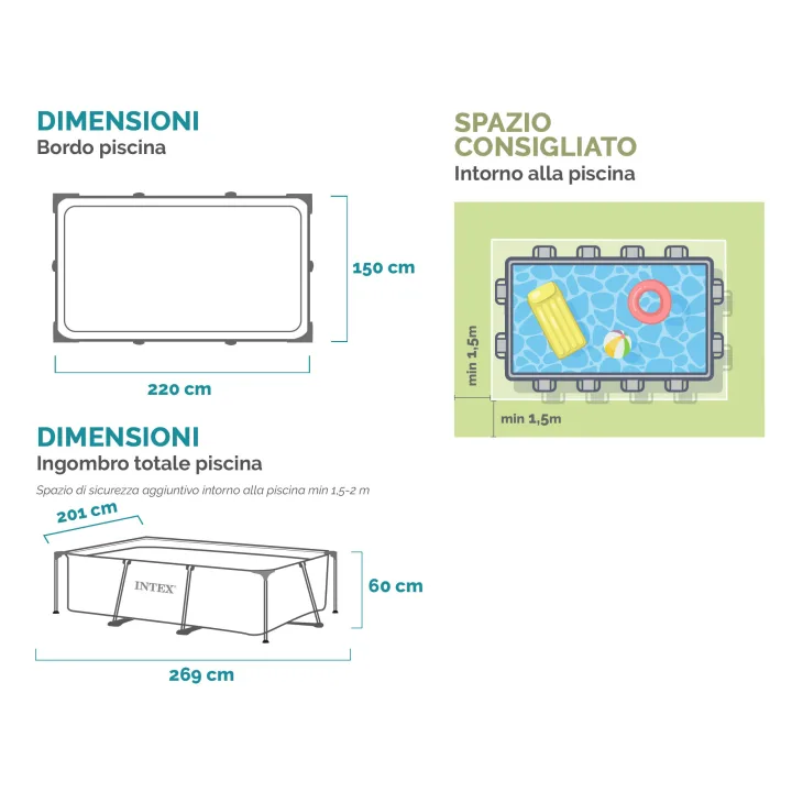 Piscina Rectangular Frame 220x150x60cm 28266NP - immagine 8