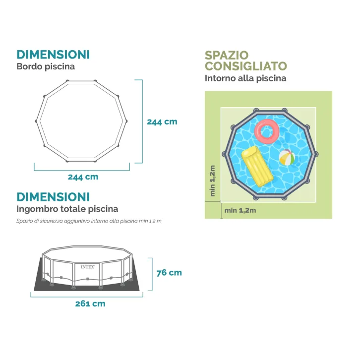 Piscina Rotonda Metal Frame Rosa 244x76cm 28290NP - immagine 8